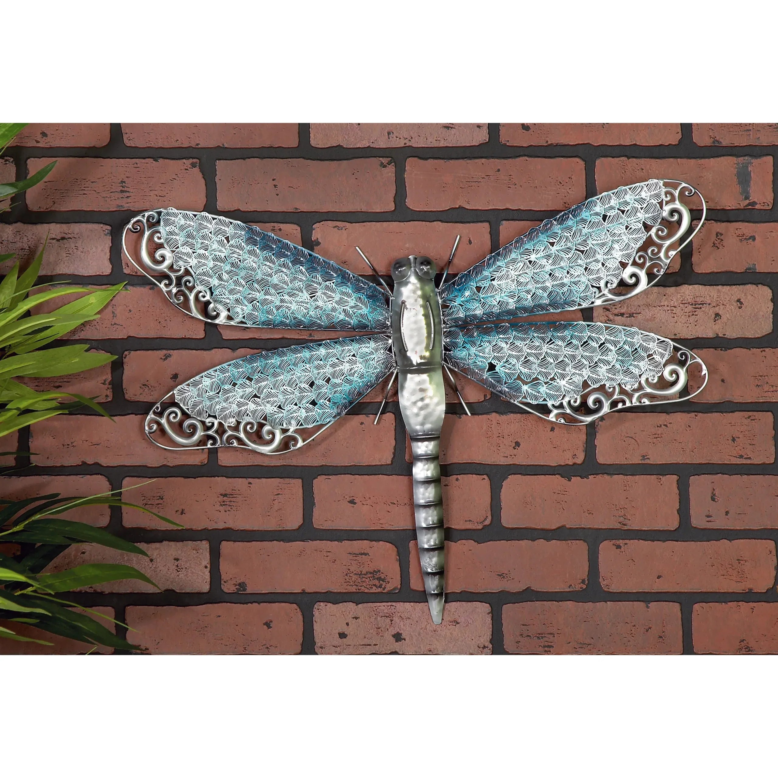 Eclectic Metal Turquoise Indoor/Outdoor Dragonfly Wall Décor, image 2