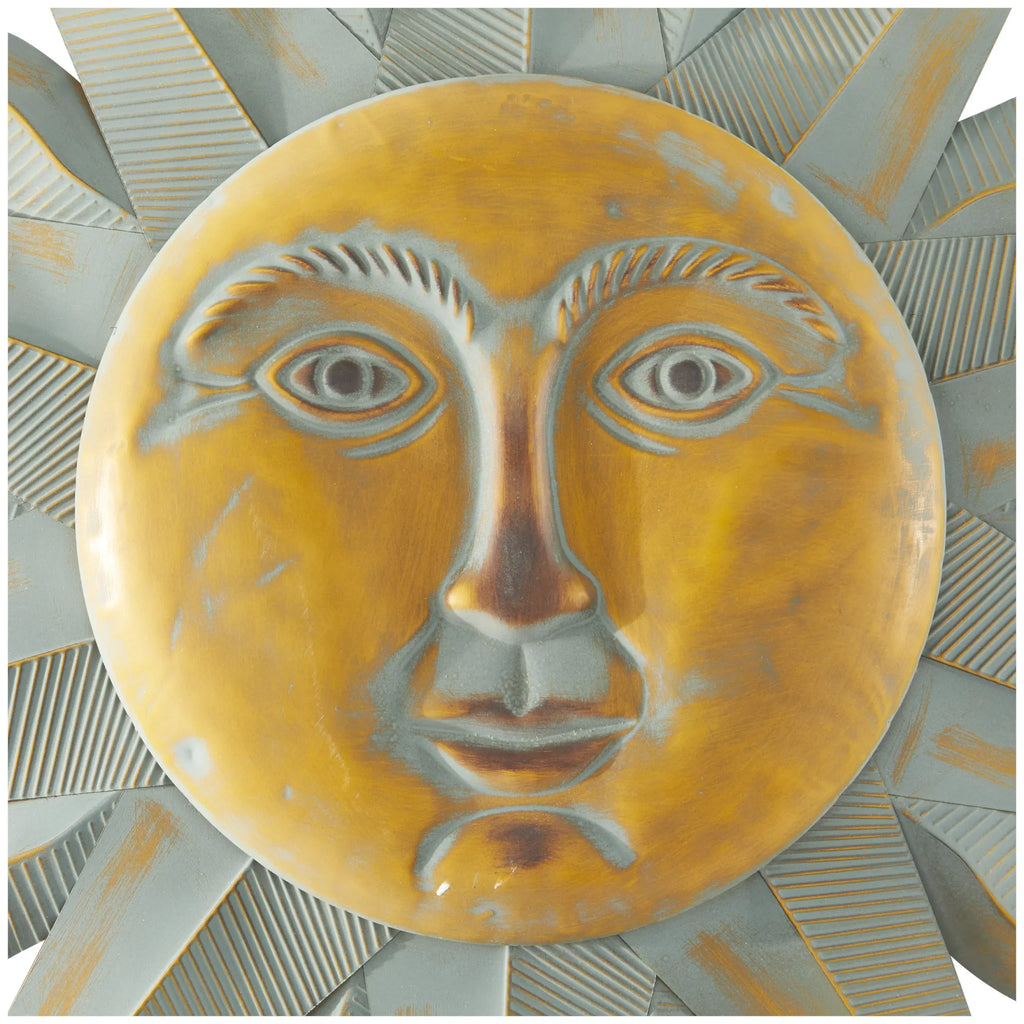 Gold Metal Indoor Outdoor Distressed Sun Wall Decor image 2